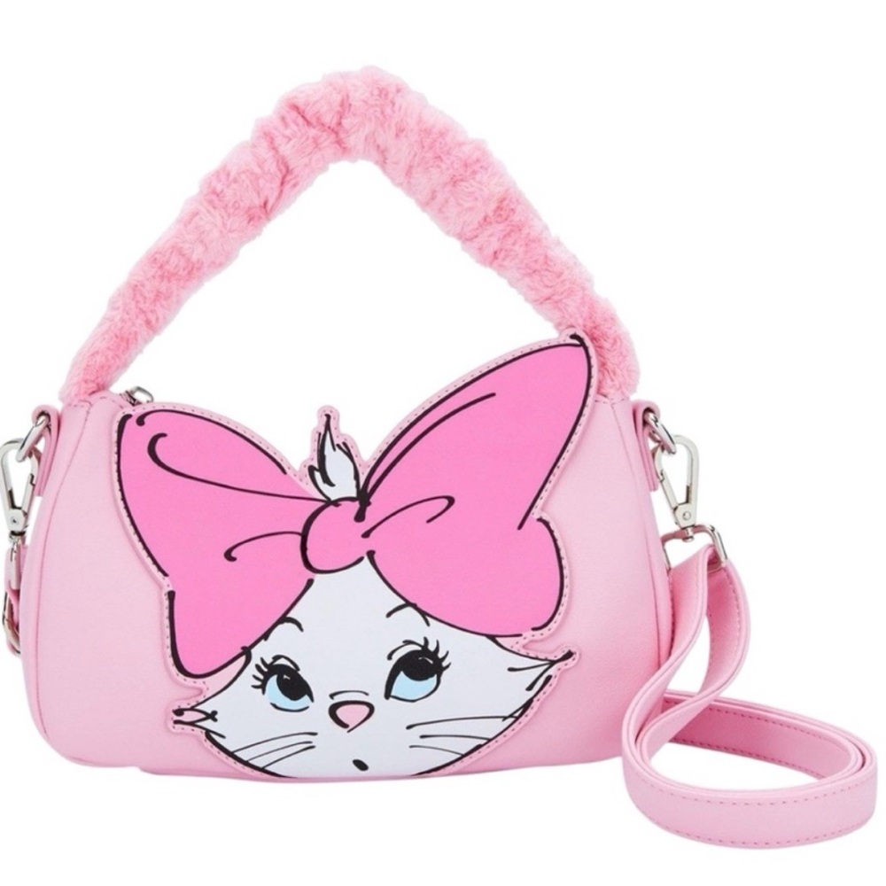 NEW Loungefly Disney The Aristocats Marie Fuzzy Handle Crossbody Bag Purse NWT